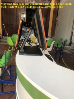   Lắp đặt tận nơi máy tính tiền cảm ứng 2 màn hình cho Quán Trà Chanh tại Sóc Trăng 