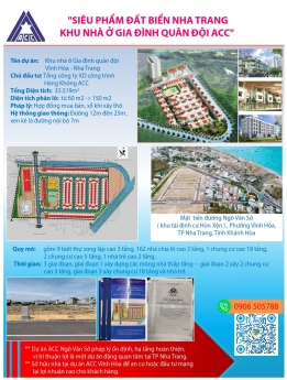 KHU NHÀ Ở QUÂN ĐỘI ACC Vĩnh Hòa, Nha Trang - đã được CẤP PHÉP MỞ BÁN THƯƠNG MẠI