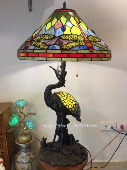 Đèn Bàn Tiffany Hạc Đá Họa Tiết Chuồn Chuồn