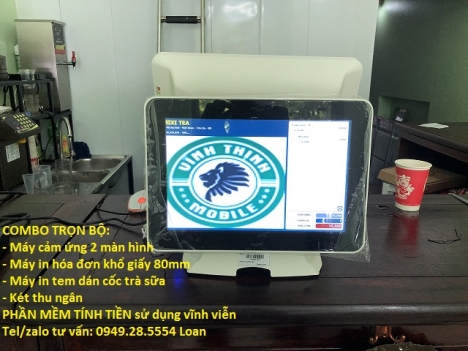 Setup full bộ thiết bị cảm ứng tính tiền giá rẻ cho quán trà sữa Tại HÀ NỘI
