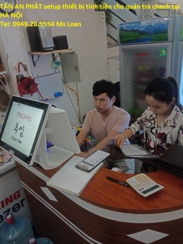 Setup full bộ thiết bị cảm ứng tính tiền giá rẻ cho quán trà sữa Tại HÀ NỘI