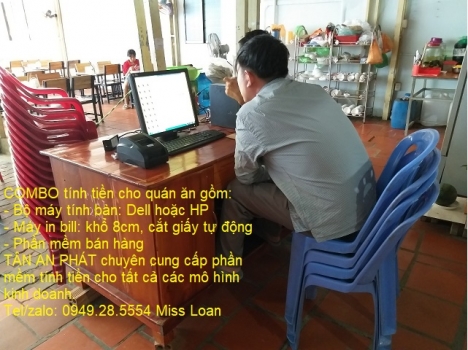 Full bộ máy tính tiền giá rẻ - lắp đặt tận nơi ở An Giang cho quán ăn /quán nhậu /nhà hàng