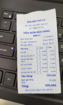 Setup cho quán Bún Đậu Mắm Tôm tại Daklak combo tính tiền giá rẻ