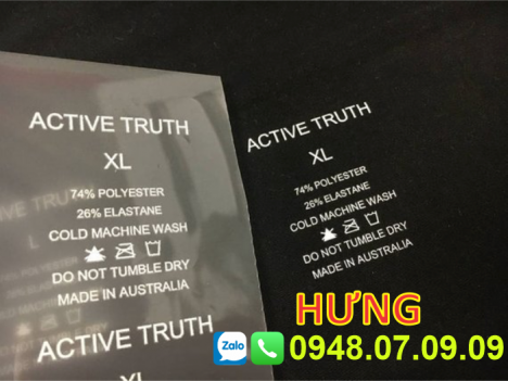 Nhãn sườn, Nhãn mác ép nhiệt may mặc quần áo