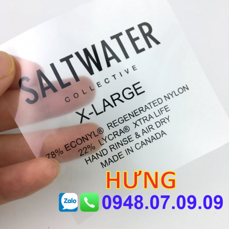 Nhãn sườn, Nhãn mác ép nhiệt may mặc quần áo