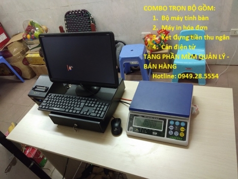 Setup full thiết bị tính tiền có cân cho siêu thị tại Trà Vinh giá rẻ