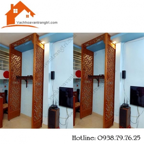 Mẫu vách ngăn hoa văn gỗ đẹp dành cho phòng thờ sang trọng