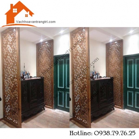 Mẫu vách ngăn hoa văn gỗ đẹp dành cho phòng thờ sang trọng