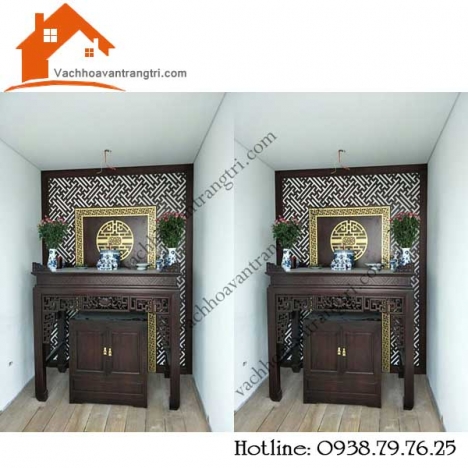 Mẫu vách ngăn hoa văn gỗ đẹp dành cho phòng thờ sang trọng