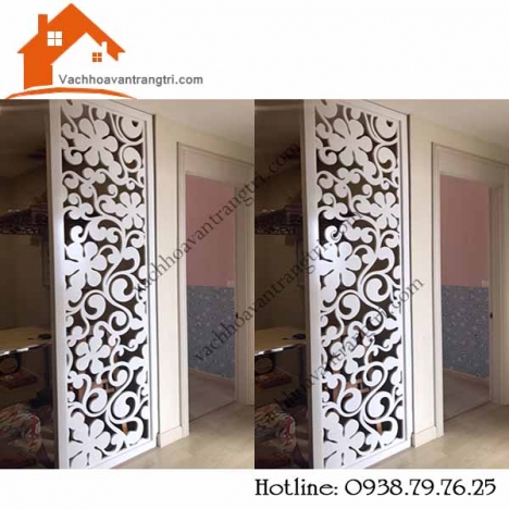 Tấm vách ngăn cnc phòng khách và bếp bằng gỗ đẹp tphcm