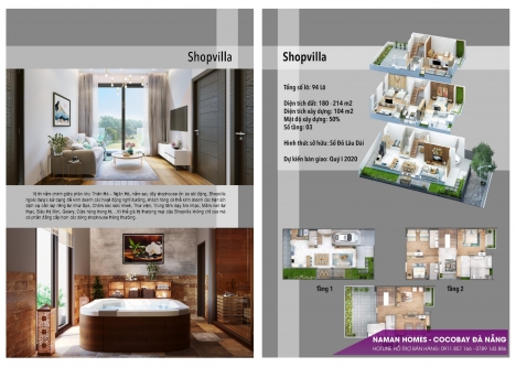Bán căn shopvilla Naman House, trục chính tuyến phố đi bộ sầm uất tại Cocobay Đà Nẵng