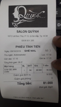 Máy tính tiền cho salon tóc - nail tại TP.HCM