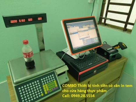 Trọn bộ máy tính tiền có cân in tem cho cửa hàng thực phẩm sạch tại Hà Nội