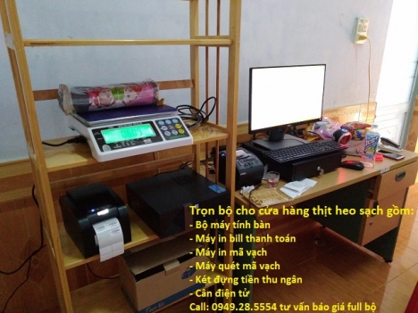 Cửa hàng thịt siêu sạch tại HCM setup full bộ thiết bị kết nối cân in tem giá rẻ