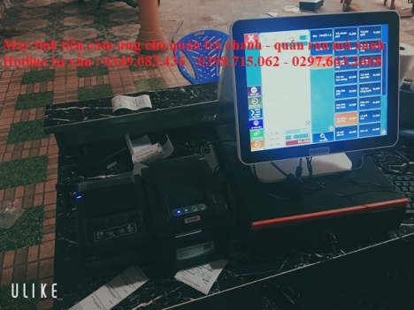 Cài đặt tận nơi máy tính tiền cảm ứng 2 màn hình cho quán Trà Chanh tại Rạch Gía 