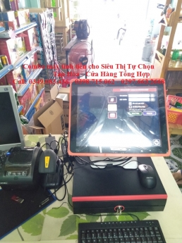 Trọn bộ máy tính tiền cảm ứng cho Siêu Thị Tự Chọn, Tạp Hóa tại Rạch Gía 