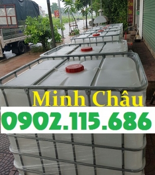 Bồn  nhựa 1 khối màu trắng có khung sắt, bồn nhựa 1 khối đựng hóa chất, bồn nhựa 1 khối nuôi cá, bồn
