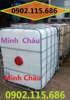 Bồn  nhựa 1 khối màu trắng có khung sắt, bồn nhựa 1 khối đựng hóa chất, bồn nhựa 1 khối nuôi cá, bồn