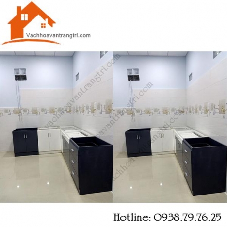 Thi công tủ kệ gỗ phòng khách và bếp tại Phan Văn Hớn
