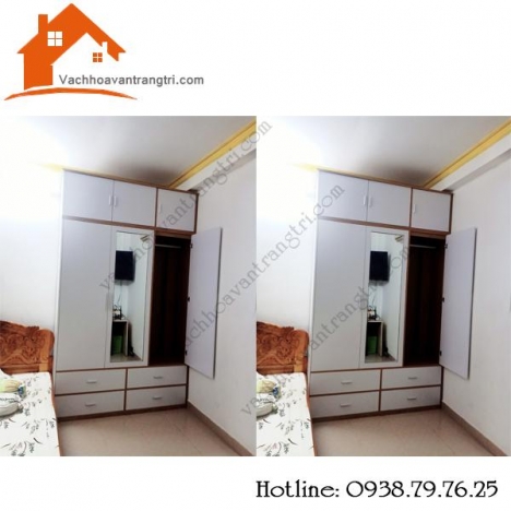 Thi công tủ kệ gỗ phòng khách và bếp tại Phan Văn Hớn