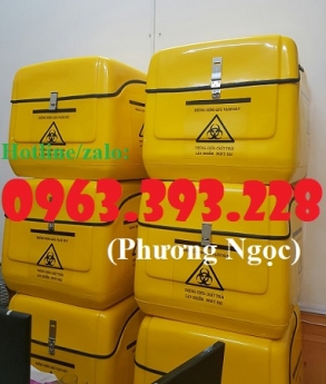 Thùng chở rác thải y tế nguy hại sau xe máy. thùng vận chuyển chất thải lây nhiễm
