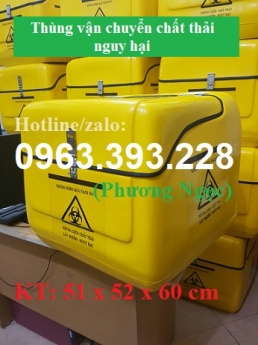Thùng chở rác thải y tế nguy hại sau xe máy. thùng vận chuyển chất thải lây nhiễm