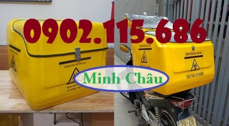 Thùng vận chuyển chất thải nguy hại sau xe máy, thùng thu gom chất thải nguy hại sau xe máy, thùng đ