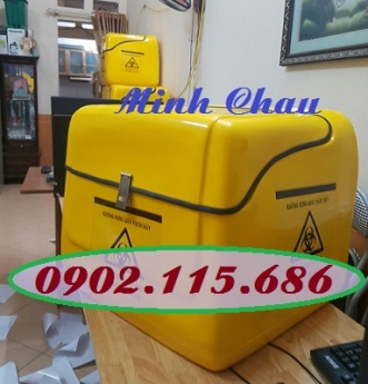 Thùng vận chuyển chất thải nguy hại sau xe máy, thùng thu gom chất thải nguy hại sau xe máy, thùng đ