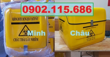 Thùng vận chuyển chất thải nguy hại sau xe máy, thùng thu gom chất thải nguy hại sau xe máy, thùng đ