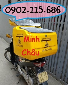 Thùng vận chuyển chất thải nguy hại sau xe máy, thùng thu gom chất thải nguy hại sau xe máy, thùng đ