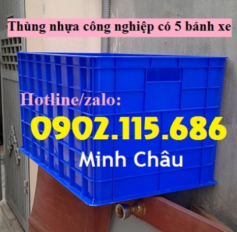 Thùng nhựa công nghiệp, thùng nhựa 5 bánh xe, thùng nhựa đẩy hàng, thùng nhựa kéo hàng,