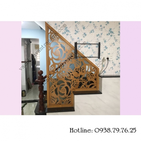 Lam gỗ - vách ngăn cnc che cầu thang từ gỗ đẹp