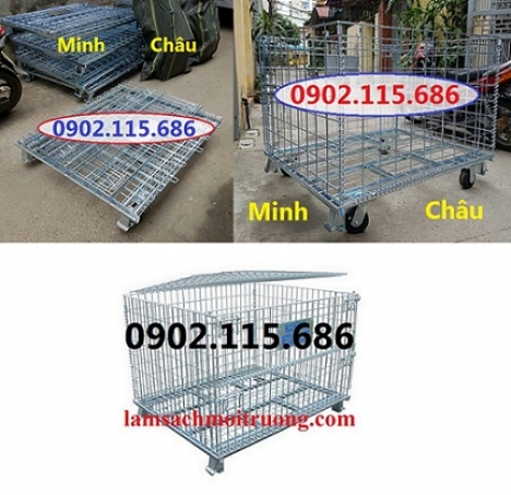 Lồng trữ hàng container,lồng lưới thép,pallet lưới giá rẻ,lồng thép chứa hàng trong kho,
