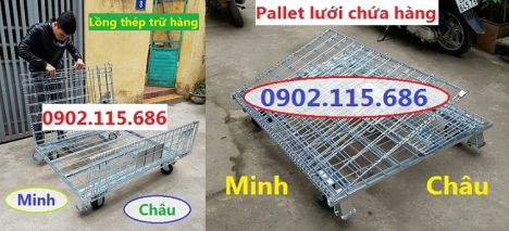 Lồng trữ hàng container,lồng lưới thép,pallet lưới giá rẻ,lồng thép chứa hàng trong kho,