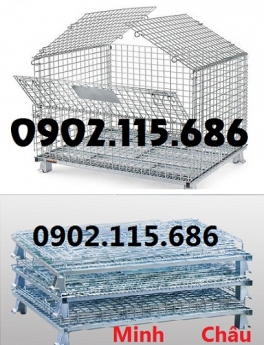 Lồng trữ hàng container,lồng lưới thép,pallet lưới giá rẻ,lồng thép chứa hàng trong kho,