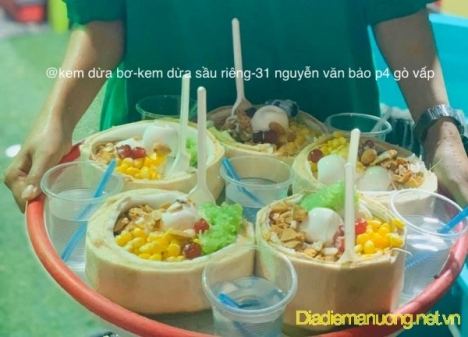 Kem Dừa Bơ, Kem Dừa Sầu Riêng Ngon Gò Vấp