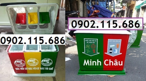 Thùng phân loại rác 3 ngăn, thùng rác 3 ngăn, thùng rác 3 màu,
