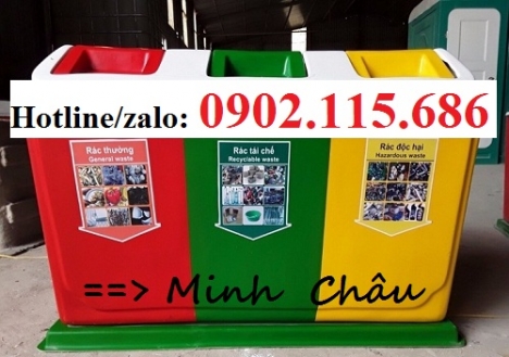 Thùng phân loại rác 3 ngăn, thùng rác 3 ngăn, thùng rác 3 màu,