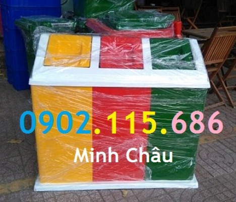 Thùng phân loại rác 3 ngăn, thùng rác 3 ngăn, thùng rác 3 màu,