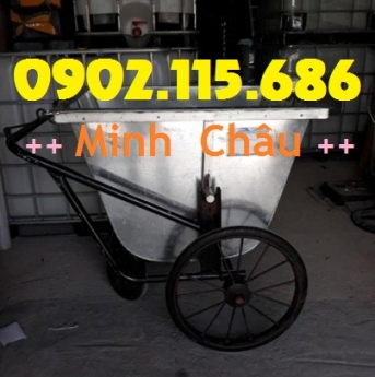 Xe chở rác bằng tôn, xe đẩy rác bằng tôn, xe rác tôn 400L, xe rác tôn 500L,