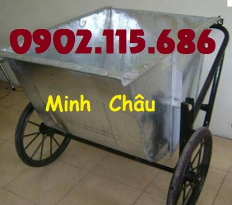 Xe chở rác bằng tôn, xe đẩy rác bằng tôn, xe rác tôn 400L, xe rác tôn 500L,