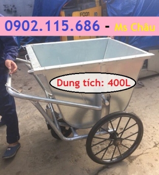Xe chở rác bằng tôn, xe đẩy rác bằng tôn, xe rác tôn 400L, xe rác tôn 500L,