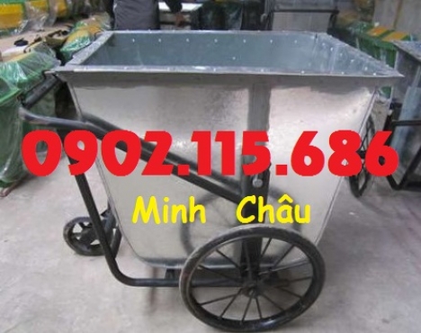 Xe chở rác bằng tôn, xe đẩy rác bằng tôn, xe rác tôn 400L, xe rác tôn 500L,