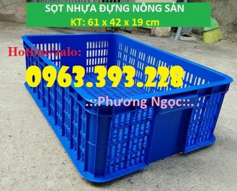 Sọt nhựa đựng hàng hóa, sóng nhựa cao 19, sọt đựng nông sản