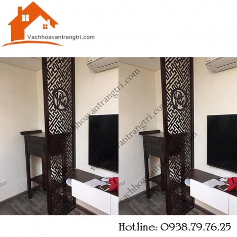 Mẫu vách ngăn bàn thờ chung cư bằng gỗ đẹp xuất sắc