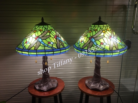 Giao lưu đôi đèn Tiffany chuồn chuồn xanh
