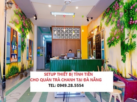 Setup cho tiệm Trà chanh tại Đà Nẵng thiết bị tính tiền 2 màn hình giá rẻ