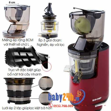 Máy ép trái cây BioChef Atlas 666 3 in 1 Tặng cối làm kem và sinh tố