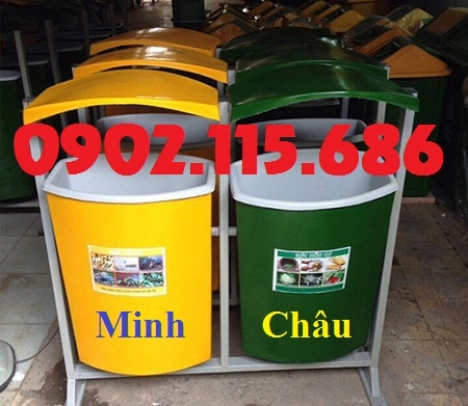 Thùng rác nhựa treo đôi, thùng rác treo 2 ngăn, thùng rác treo đôi 80L, thùng rác treo đôi 55L,