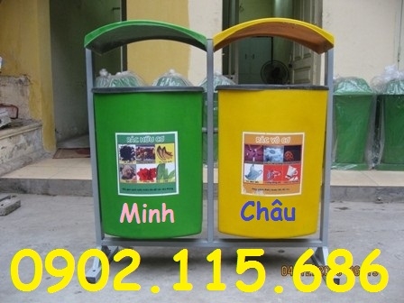 Thùng rác nhựa treo đôi, thùng rác treo 2 ngăn, thùng rác treo đôi 80L, thùng rác treo đôi 55L,